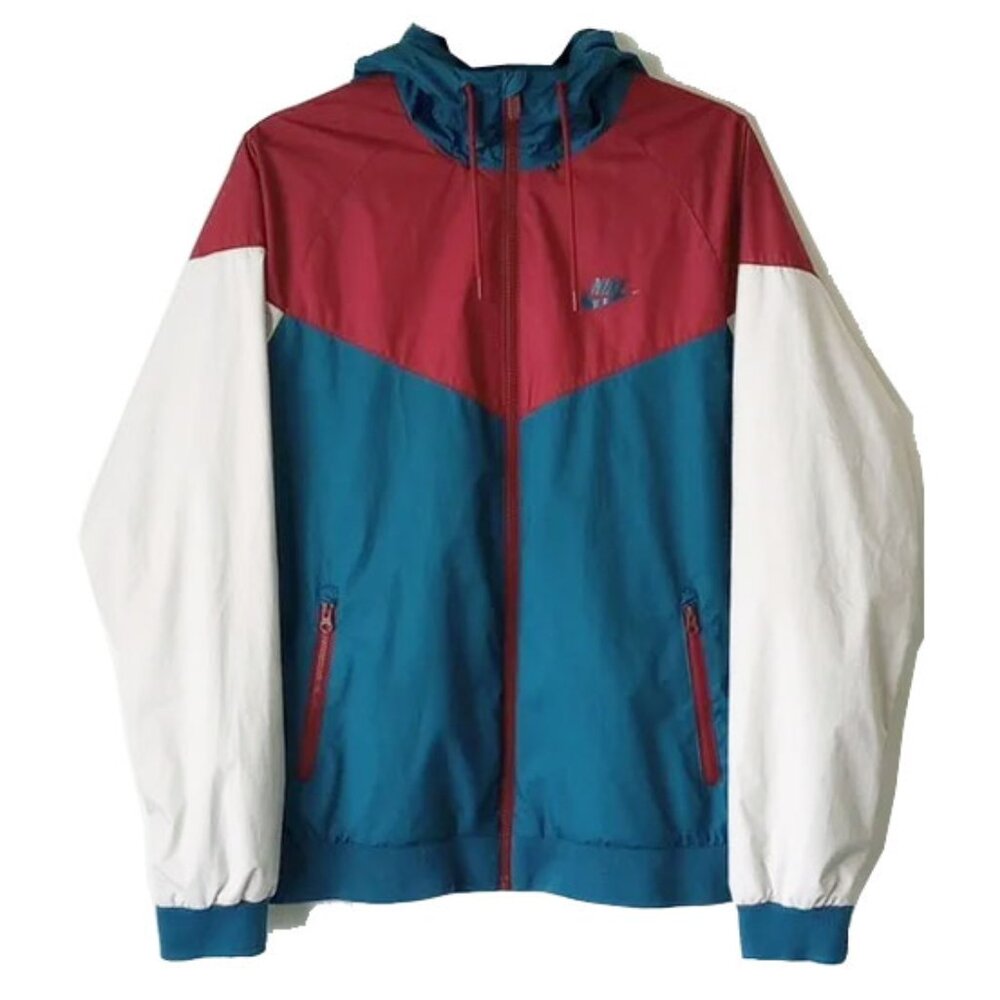 Nike Windrunner Lined Windbreaker Jacket M Teal Burgundy Ivory